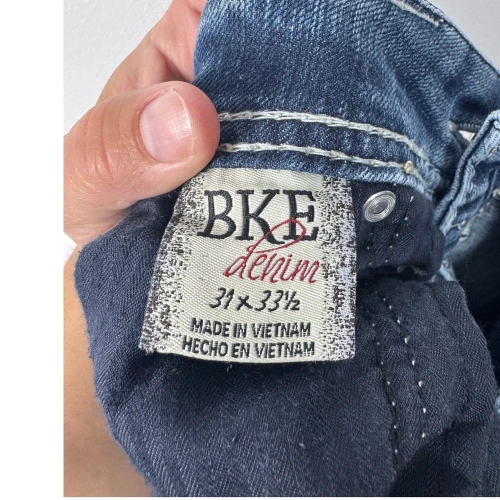 Western BKE Culture Womens 31L Bootcut Jeans Blue Thick‎ Stitch Flap Pocket